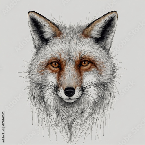 A fox with oversized, fluffy ears in a cartoon style on a white background.