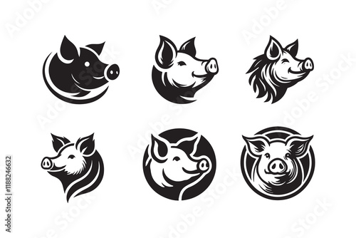pig silhouette vector illustration icon isolated on a white background