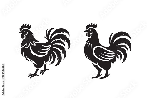 Hen Silhouette Vector isolated on a white background