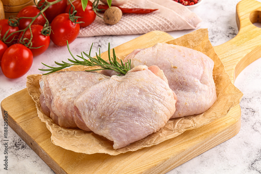 Raw chicken thighs for cooking Raw chicken thighs for cooking