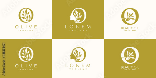 Olive logo design collection with initial letter o and modern concept Premium Vector