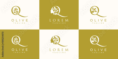 Olive logo design collection with initial letter q and modern concept Premium Vector