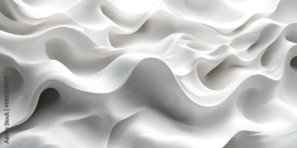 Obraz premium Abstract white waves, flowing texture, background design