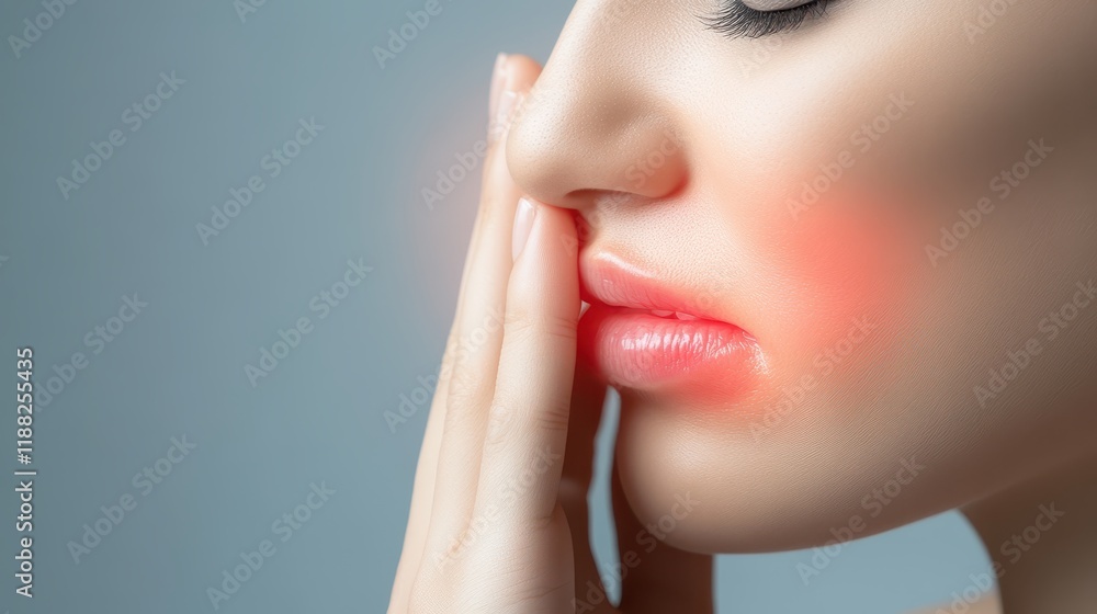 Obraz premium Serene portrait, woman in contemplation with hand on cheek, reflecting a moment of thoughtful beauty