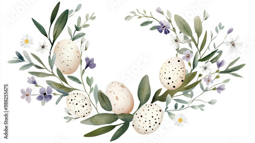 Easter egg wreath with spring florals and greenery