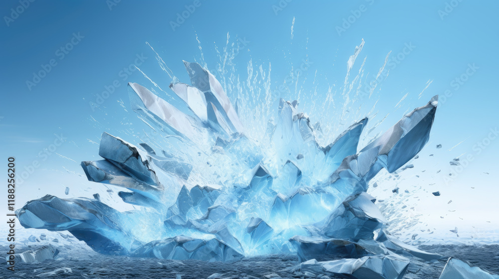 Obraz premium Icy Explosion: Shattered Fragments of Frozen Crystal