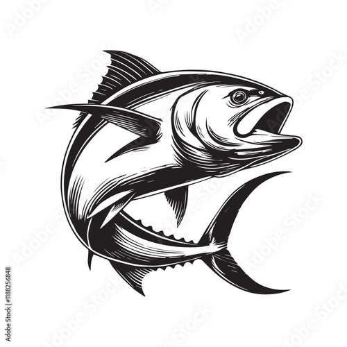 European seabass fish vector illustration, Sea fish different poses Design
