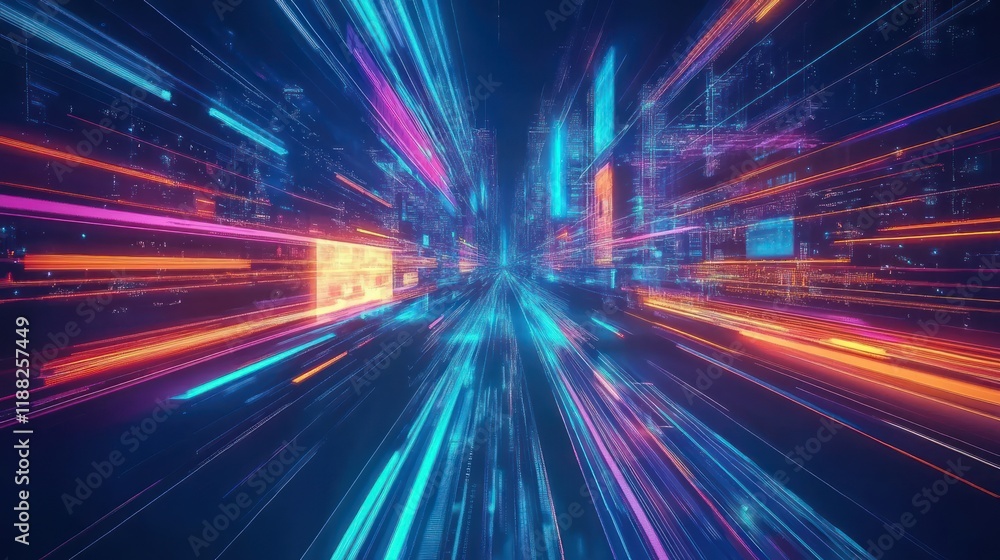 Digital Speed: Neon Cityscape at Night Digital Speed: Neon Cityscape at Night