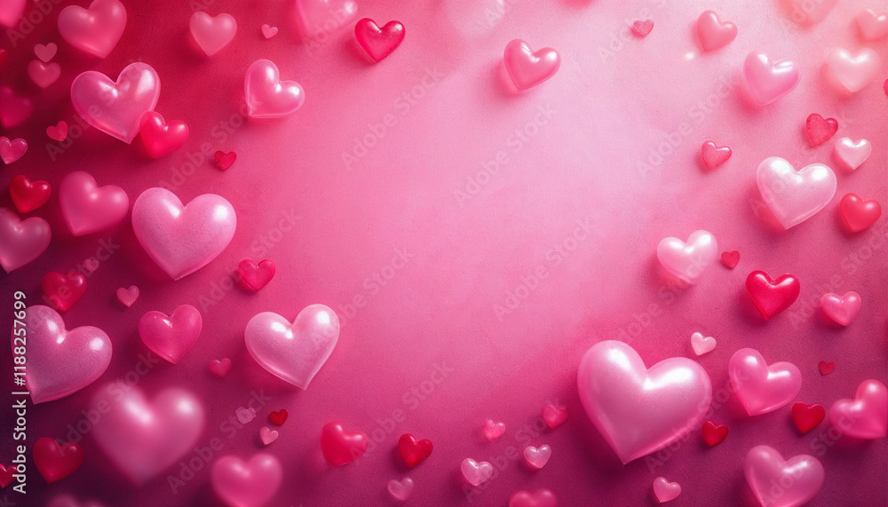 Colorful hearts create a romantic atmosphere in a pink backdrop for celebrations or decorations Colorful hearts create a romantic atmosphere in a pink backdrop for celebrations or decorations