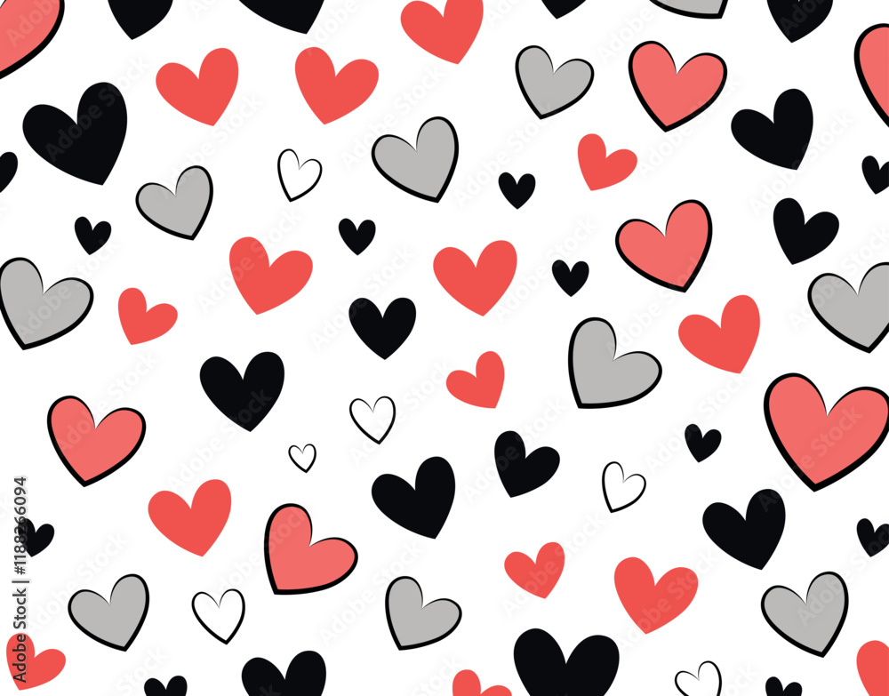 Fototapeta premium Minimalistic Hearts Random Pattern Design