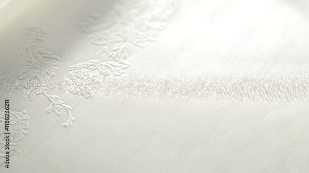 Obraz premium Embossed Floral Design on Off White Fabric Background