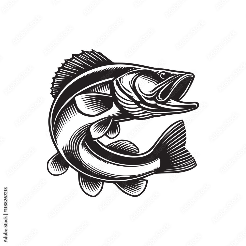Walleye fish vector illustration, Sea fish Clipart Design
Walleye fish vector illustration, Sea fish Clipart Design