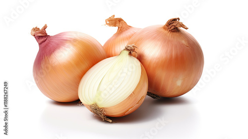 Wallpaper Mural Two whole yellow onions and one half onion on white background Torontodigital.ca