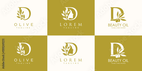 Olive logo design collection with initial letter d and modern concept Premium Vector