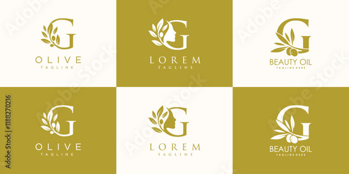 Olive logo design collection with initial letter g and modern concept Premium Vector