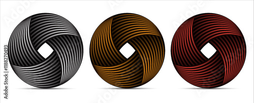 Gold, silver and bronze metal circle frames 3d vector realistic illustration. First, second and third place medals or buttons isolated on white background.