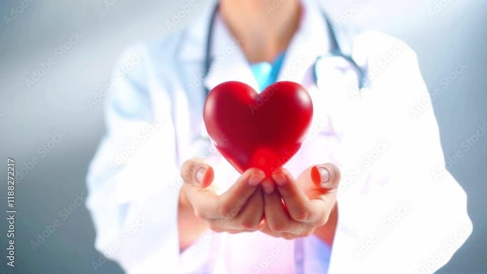 Medical Professional Holding Glowing Heart with Compassion Medical Professional Holding Glowing Heart with Compassion