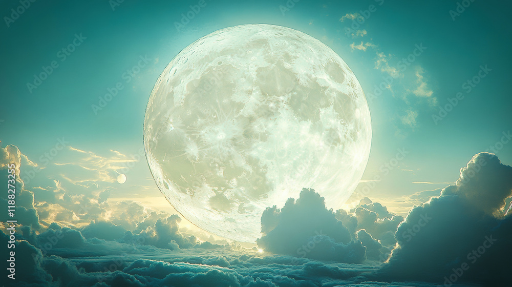 Surreal moon surrounded by clouds Surreal moon surrounded by clouds