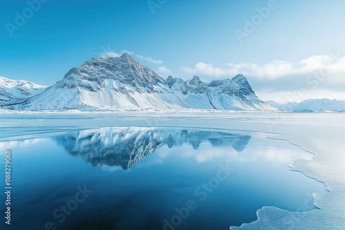 Wallpaper Mural Stunning reflection of snow-capped mountains on frozen lake under clear blue sky Torontodigital.ca