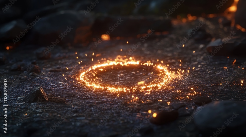 Mystical Fire Ring: A Glowing Circle of Embers in the Dark Mystical Fire Ring: A Glowing Circle of Embers in the Dark