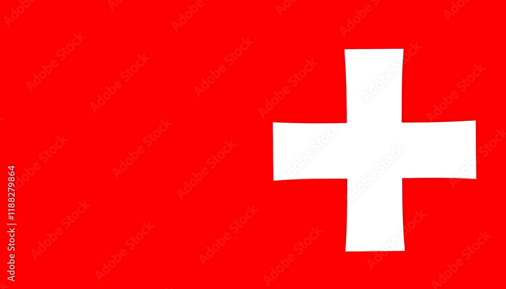 Red and white flag with a white cross on it Red and white flag with a white cross on it