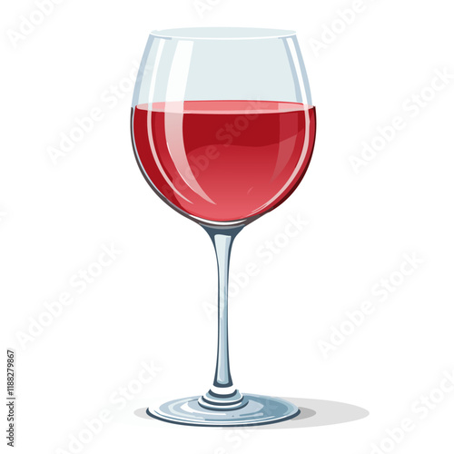 Glass of red wine vector illustration. Realistic image of a glass with an alcoholic drink on an isolated background. For menu and bar.