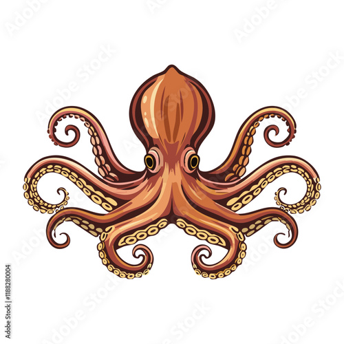 Octopus vector illustration in cartoon style. Sea animal image on isolated background.