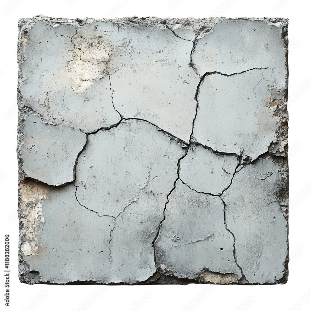 Obraz premium Textured wet cement surface on a flat square layer, minimalistic design, stark white background, modern aesthetic, abstract simplicity