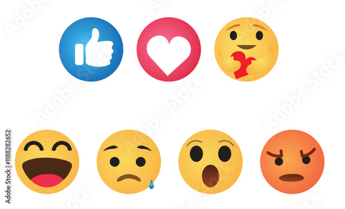 high quality vector round yellow cartoon bubble emoticons comment social media Facebook chat comment reactions