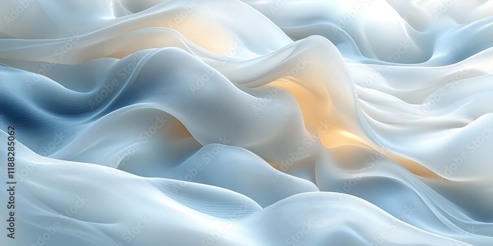 Fototapeta premium Abstract blue fabric waves, flowing light, background design, website header
