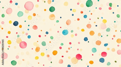 Pastel Confetti Gift Wrap, vibrant confetti pattern in soft pastel colors on a cheerful pale yellow backdrop, perfect for festive occasions