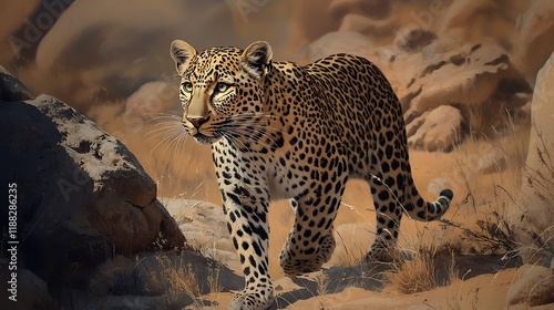 The Arabian leopard (Panthera pardus nimr) photo