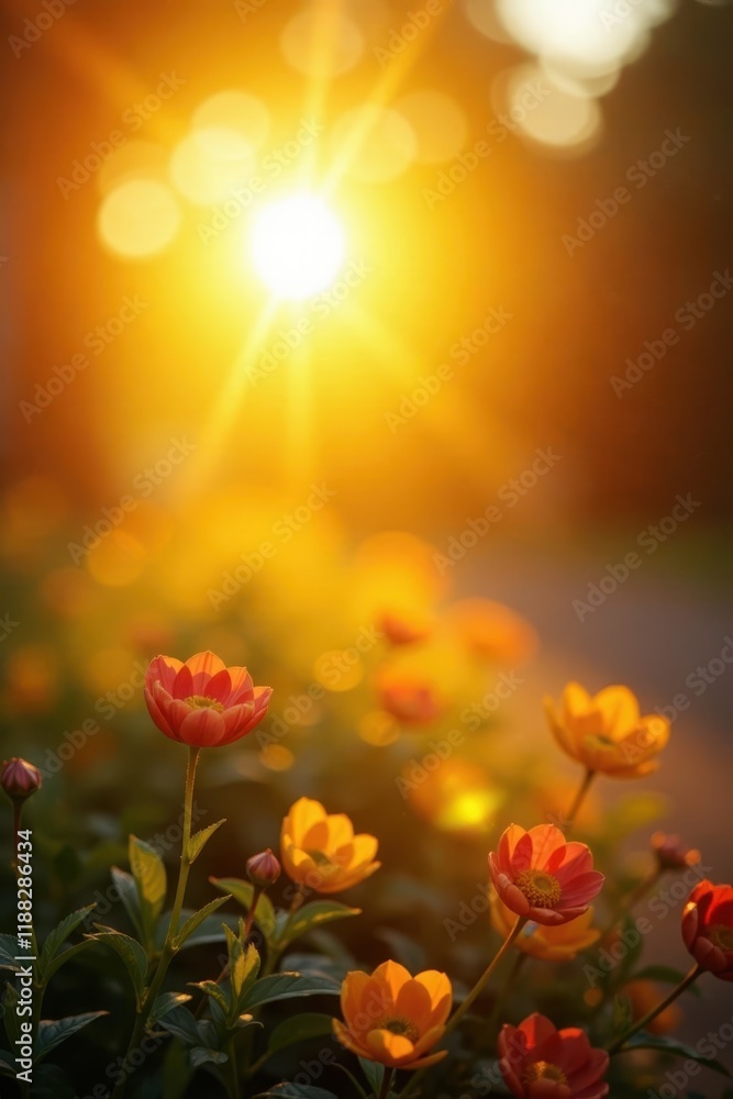 Obraz premium Sun-drenched abstract summer scene Blurred sunburst effect, warm tones , nature, background