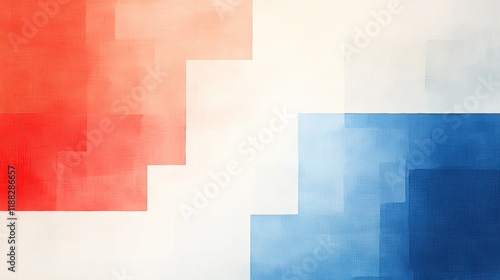 Colorful geometric shapes blend red, white, and blue, symbolizin photo