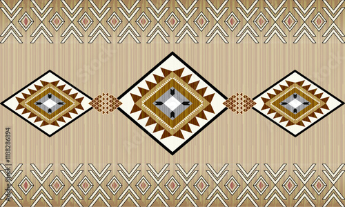 Navajo tribal vector seamless pattern. Native American ornament. Ethnic South Western decor style. Boho geometric ornament. Vector seamless pattern. Mexican blanket, rug. Woven carpet illustration
