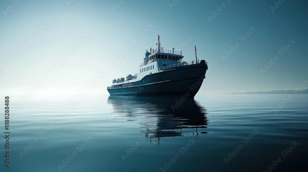 Solitary Vessel on Calm Seas: A Maritime Scene Solitary Vessel on Calm Seas: A Maritime Scene