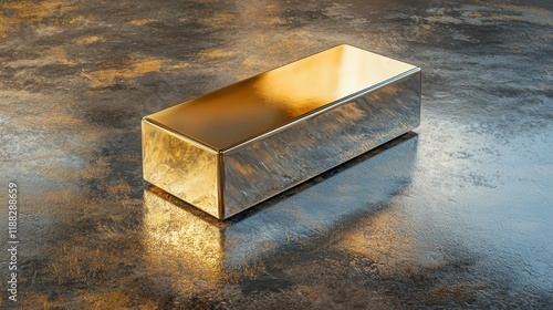 A smooth, polished gold bar and siliver, shining and reflecting light photo