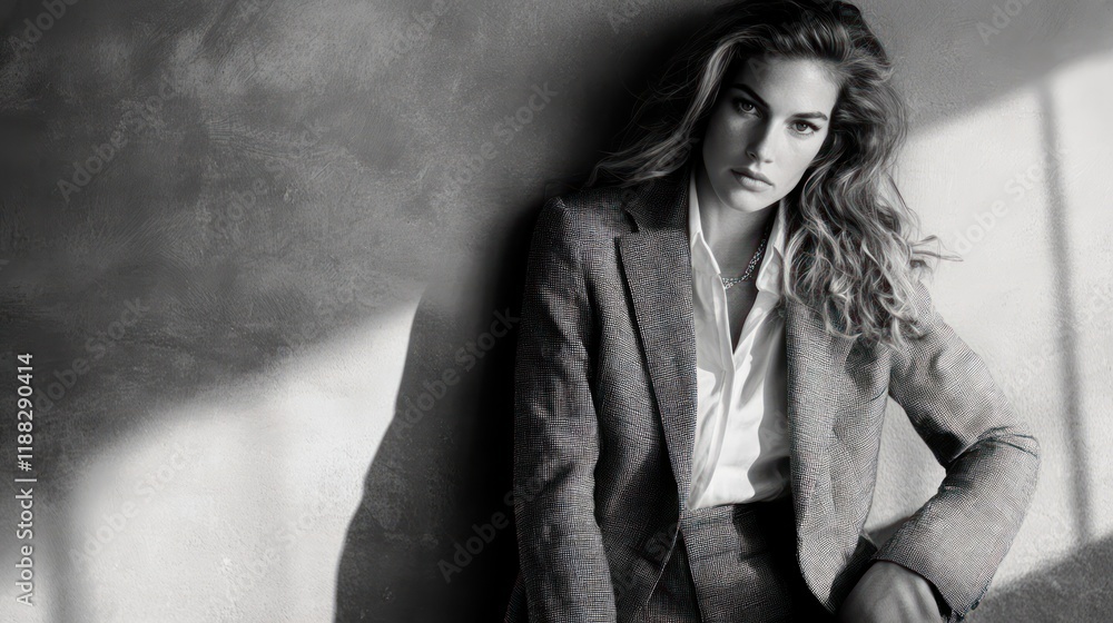 Monochromatic Elegance: A Stylish Woman in a Gray Suit Monochromatic Elegance: A Stylish Woman in a Gray Suit