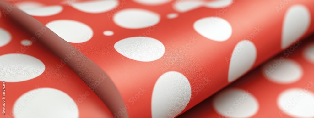 Abstract Red and White Polka Dot Pattern Fabric Texture Background