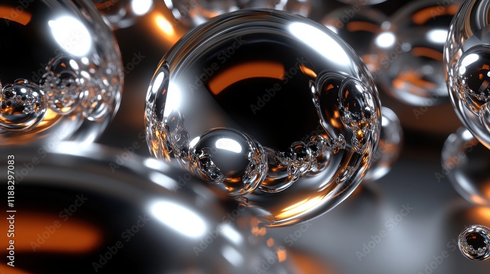 Reflective Spheres with Glowing Highlights Reflective Spheres with Glowing Highlights