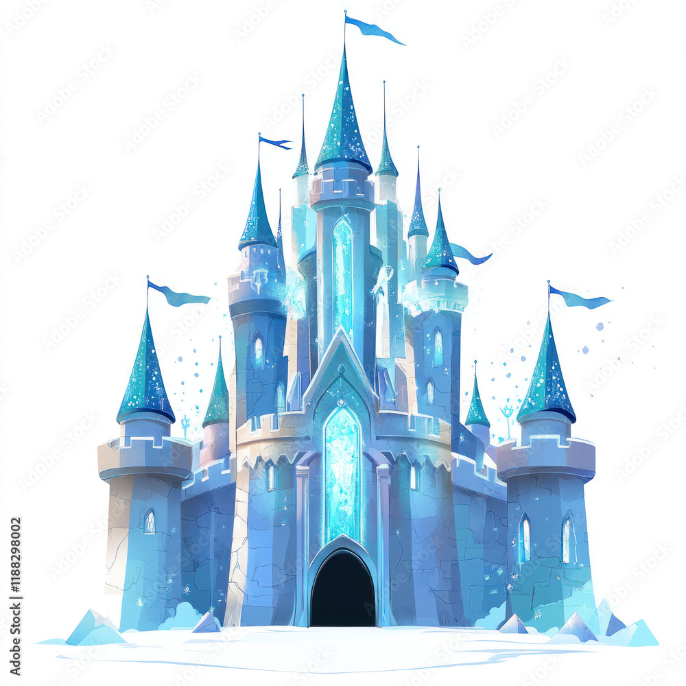 Whimsical Ice Castle in a Winter Landscape Whimsical Ice Castle in a Winter Landscape