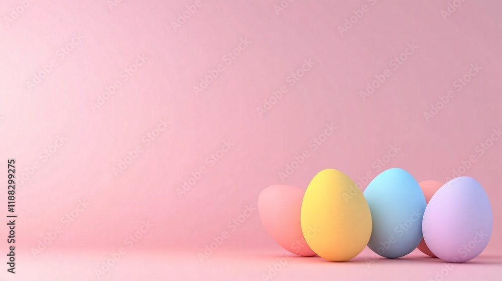 Geometric Arrangement of Easter Eggs in Alternating Colors on Gradient Pink Background Geometric Arrangement of Easter Eggs in Alternating Colors on Gradient Pink Background