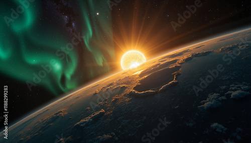 Wallpaper Mural Dramatic Earth and Sun alignment viewed from space, cosmic beauty Torontodigital.ca