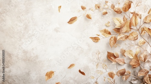 Golden Leaves in Autumn Breeze, vibrant golden leaves dancing in the soft autumn air, gentle hues creating a serene backdrop