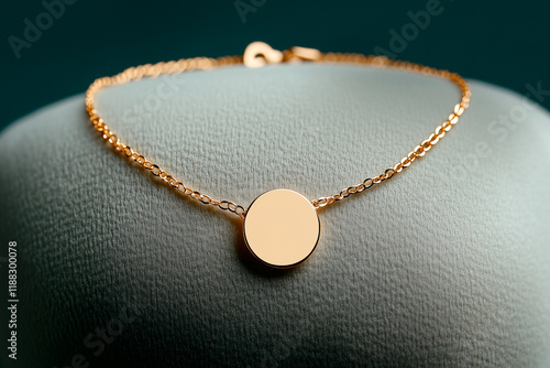 Gold Bracelet with Circular Pendant on Display