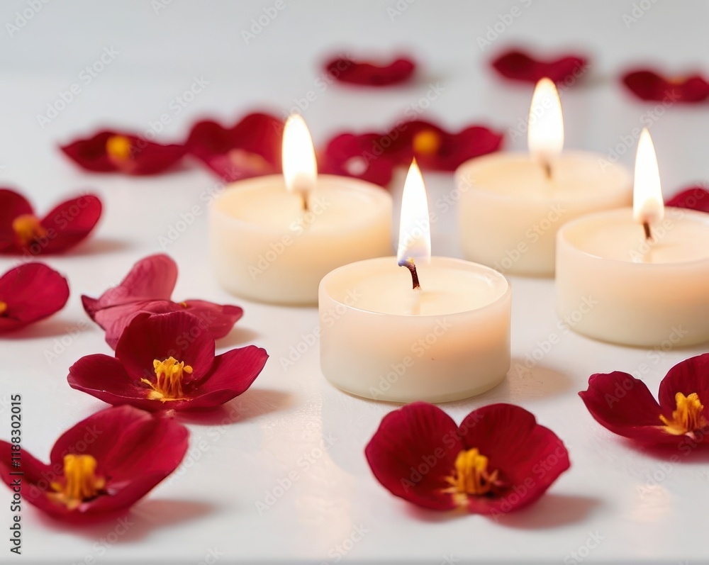 Romantic Candles and Red Flower Petals Arrangement Romantic Candles and Red Flower Petals Arrangement