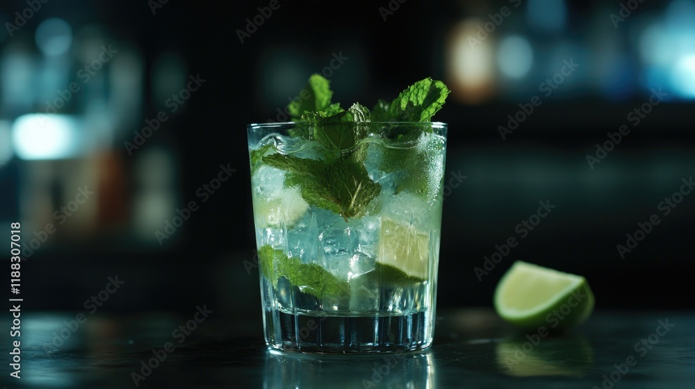 A chilled glass of mojito with fresh mint sprigs and lime wedges, perfect for beverage-themed visuals. A chilled glass of mojito with fresh mint sprigs and lime wedges, perfect for beverage-themed visuals.