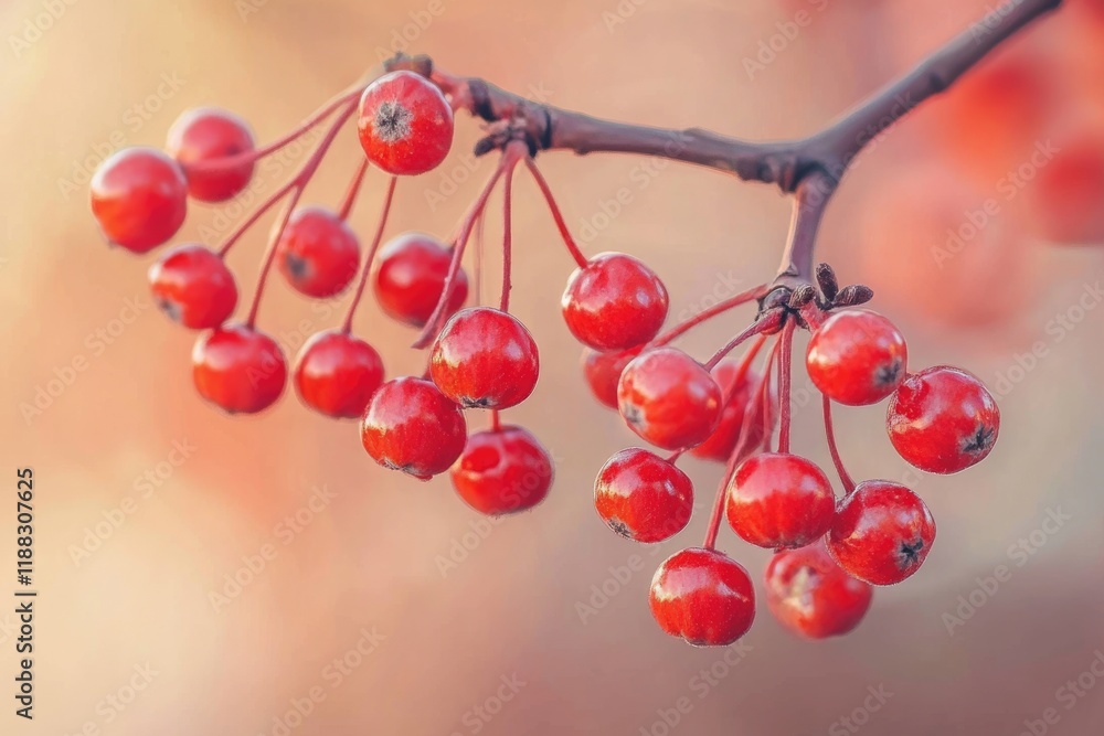 Red mountain ash on a branch macro photo with selective focus Red mountain ash on a branch macro photo with selective focus