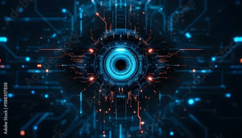 Wallpaper Mural Cybernetic Eye, Cyber security HD backgrounds. Generative Ai Torontodigital.ca