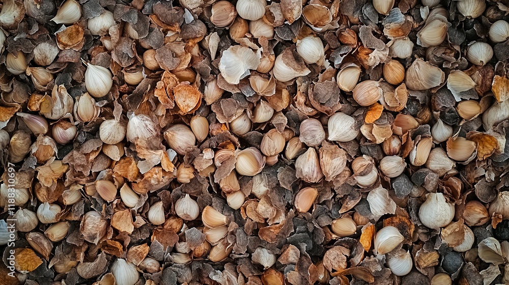 Naklejka premium A Bountiful Harvest of Garlic Bulbs and Shells